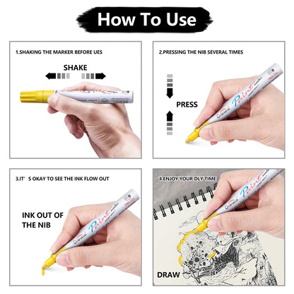 Paint Pens Paint Markers on Almost Anything Never Fade Quick Dry and Permanent, Oil-Based Waterproof Marker Pen Set for Rocks Painting, Wood, Fabric, Plastic, Canvas, Glass, Mugs, DIY Craft