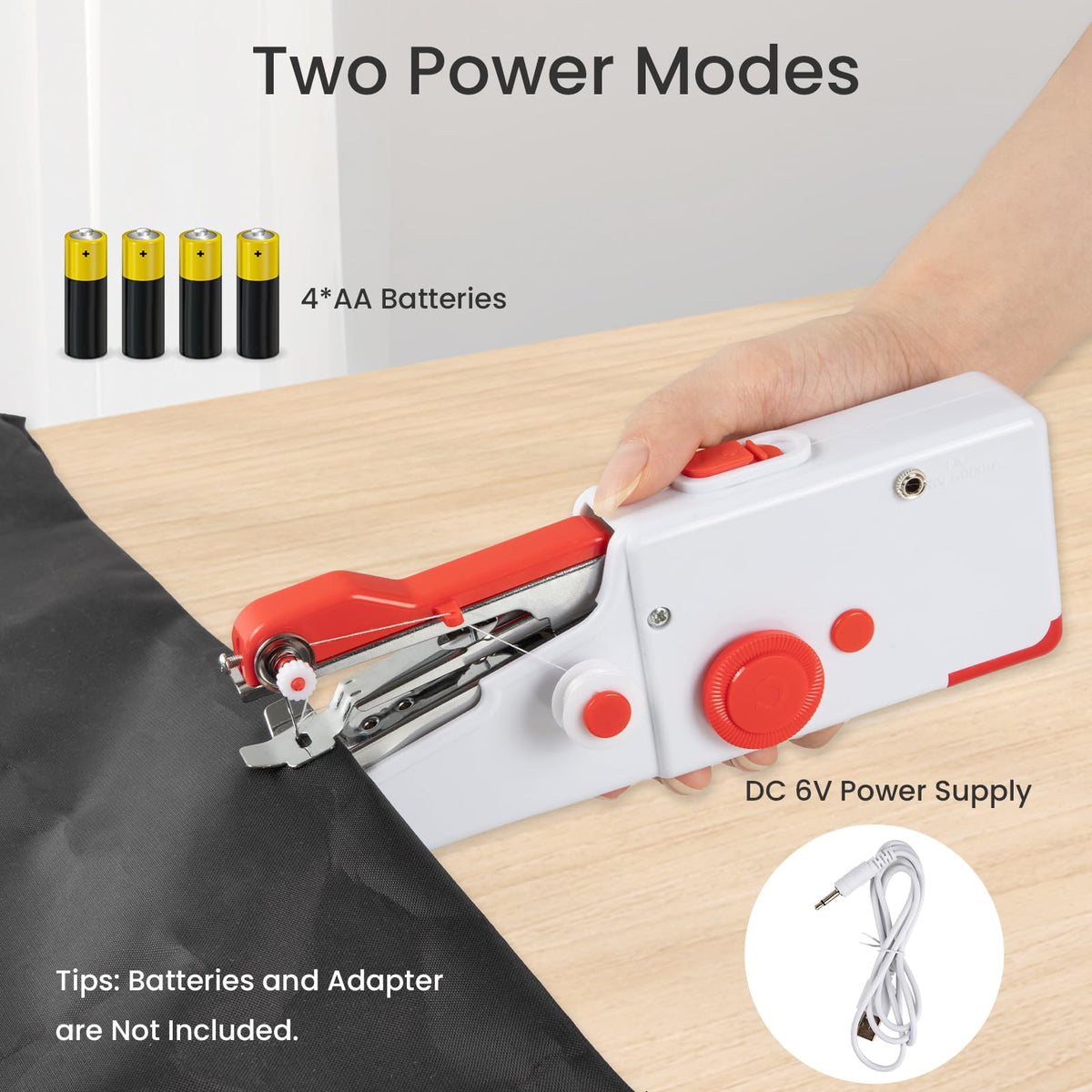 Handheld Sewing Machine, Mini Electric Portable Device for Quick Stitching, Beginners, DIY, Fabrics, Clothes, Home and Travel, White