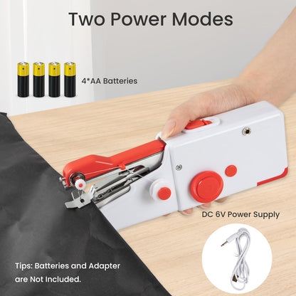 Handheld Sewing Machine, Mini Electric Portable Device for Quick Stitching, Beginners, DIY, Fabrics, Clothes, Home and Travel, White