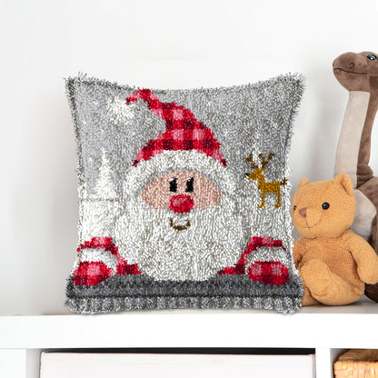 Latch Hook Kit, Christmas Latch Hook Kits for Adults DIY Decorative Pillowcase Embroidery Cross Stitch Arts Craft for Home Sofa Furniture 17X17inch Father Christmas