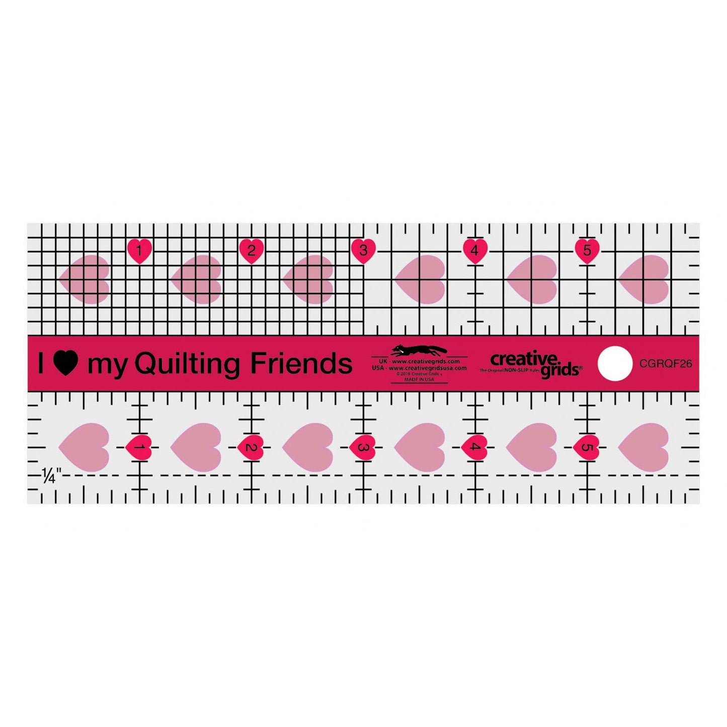 Creative Grids Quilt Ruler 2-1/2in x 6in Rectangle – CGRQF26 – Made in USA, Non-Slip Grip Acrylic Quilting, Sewing, Crafting, Patchwork Ruler for Measuring & Cutting Fabric