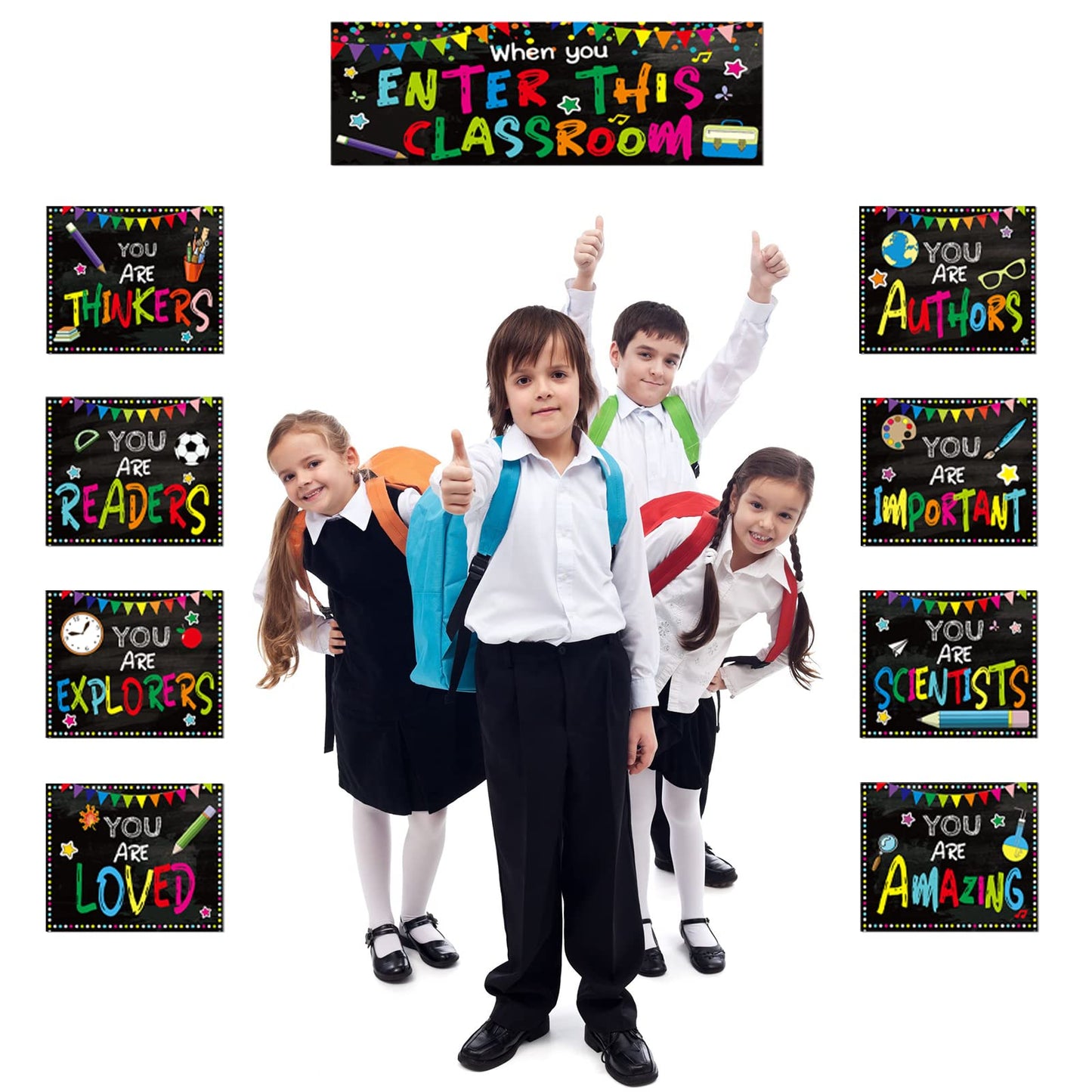 Decorations Bulletin Board Poster Banner Set Classroom Party Supplies for Kindergarten Pre-School Primary High School(When You enter Classroom)
