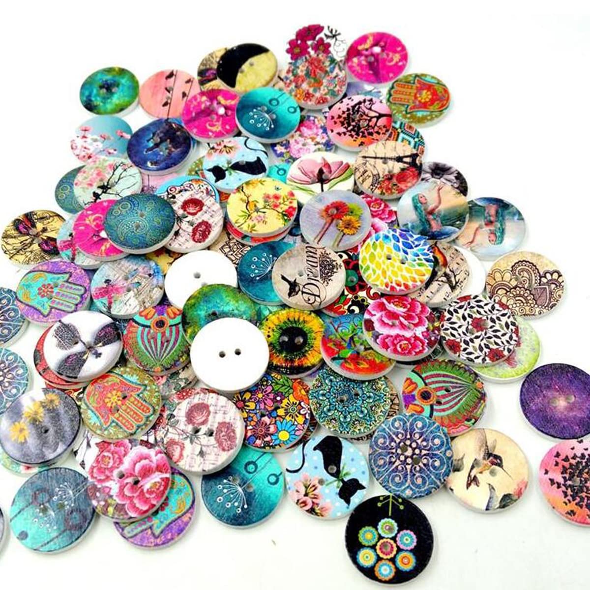 400 Pcs Wooden Buttons - Many Styles Decorative, Cute 3D Buttons for DIY Sewing (20mm, 15mm, 25mm)