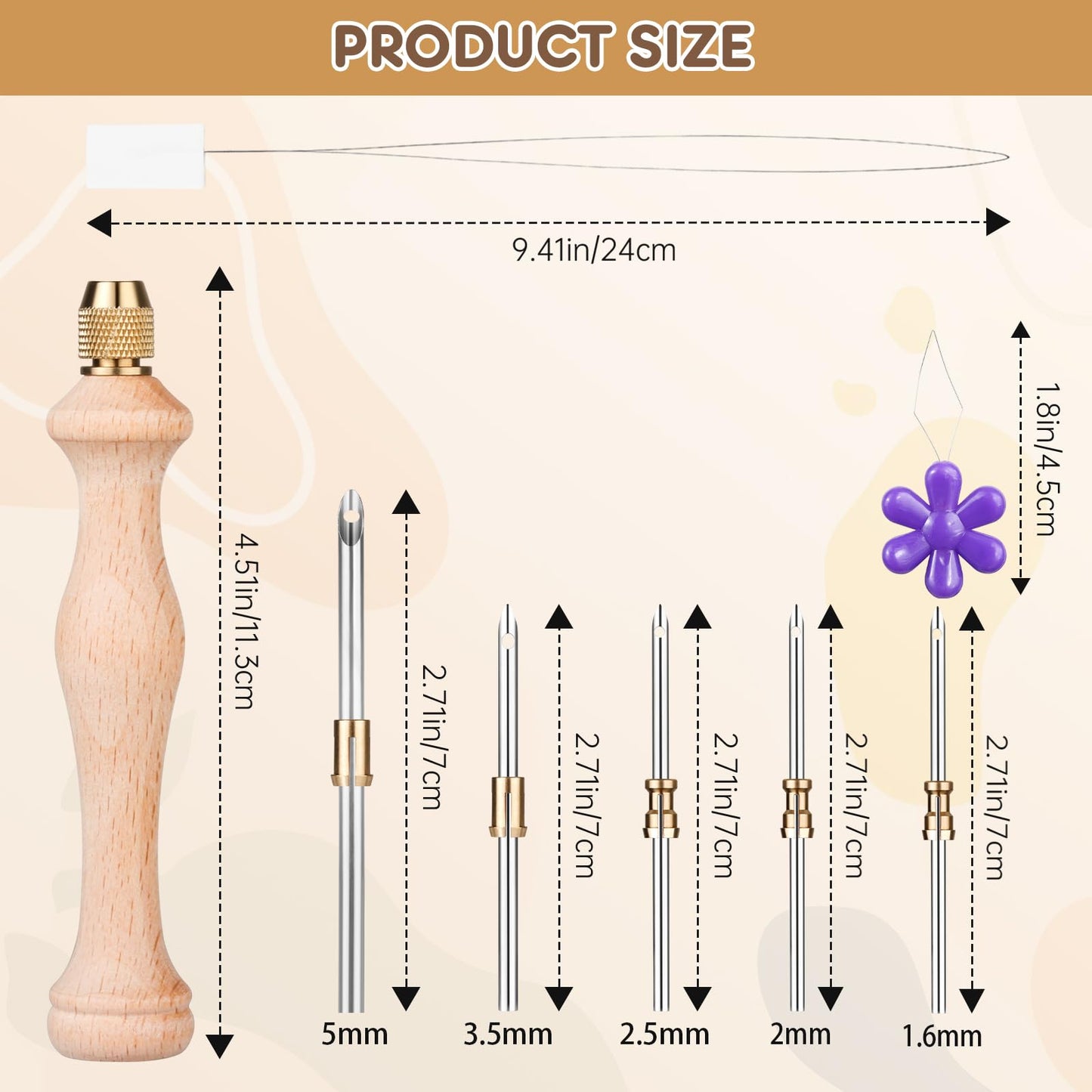 Punch Needle Kit with Storage Box,Adjustable Punch Needle Tool with 5 Different Metal Needles,Embroidery Punch Needle Set Adults Beginner for DIY Craft,Perfect for Decoration and Gifts