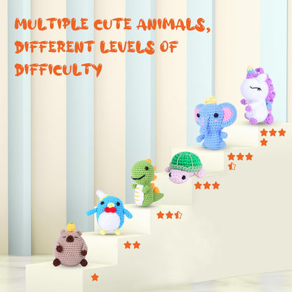 Knitting Kit for Beginners with 6 Pcs Crochet Animal Kit for Beginners in Step by Step Video Tutorials, Beginner Crochet Kit for Adults (Green)