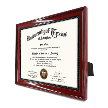 Solid Wood Diploma Degree Frame for 8.5x11 Certificates,Cherry Finish with Intricate Black Rope Detail,UV Protection Acrylic