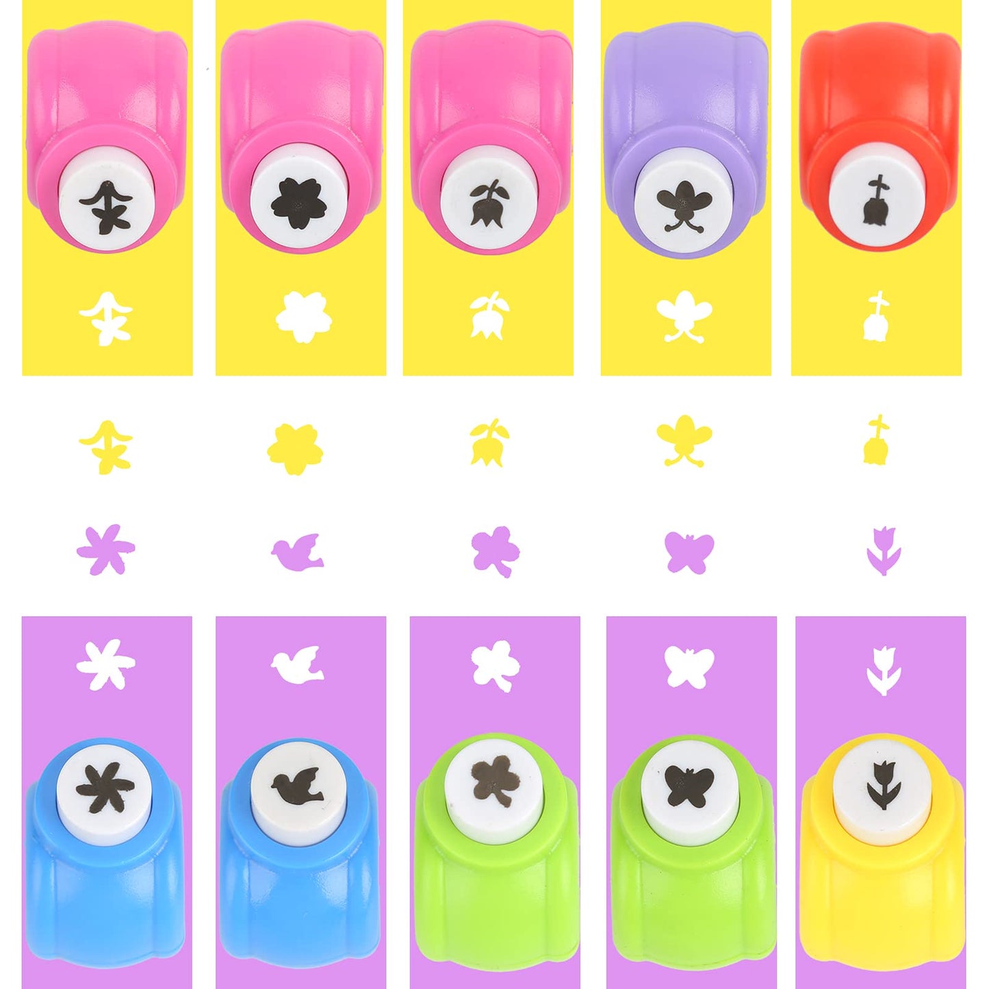 10-Piece Flower Shaped Craft Hole Punch Set for DIY Crafting, Scrapbooking, Greeting Cards, Photo Albums, and Festival Paper Projects