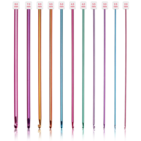 Long Crochet Hook Set, 11pcs Tunisian Multicolor Afghan Crochet Needles for Crocheting, 2mm(B)-8mm(L), Great Knitting & Crochet Supplies Tool for Beginner, Crocheter & Knitter