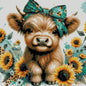 Cow Stamped Cross Stitch Kits for Adults Beginner, Sunflowers Counted Cross Stitch Kits Printed Stitching Cute Patterns Dimensions Needlepoint Art Crafts Embroidery Kits for Adults Beginners