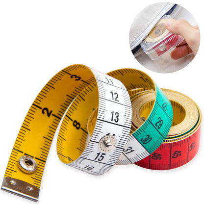 Tape Measure Measuring Tape for Body Fabric Sewing Tailor Cloth Knitting Home Craft Measurements,60-inch/150-cm Soft Multicolor Tape Measure Body Measuring Tape Set with Snap Button Closure,Dual Sided