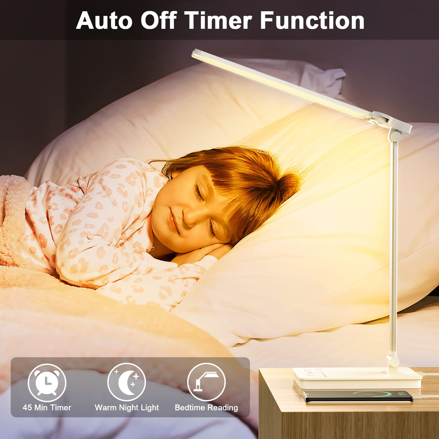 Bright LED Architect Task Lamp for Home Office - Dual Swing Arm, Adjustable Foldable Table Lamp with Dimmable Touch Control and 5 Lighting Modes for Work/Study