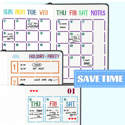 30 PCS Journal Stencils, Planner Stencils for Junk Journal Notebook Diary Scrapbook DIY Drawing Template Journal Stencil 4x7 Inch