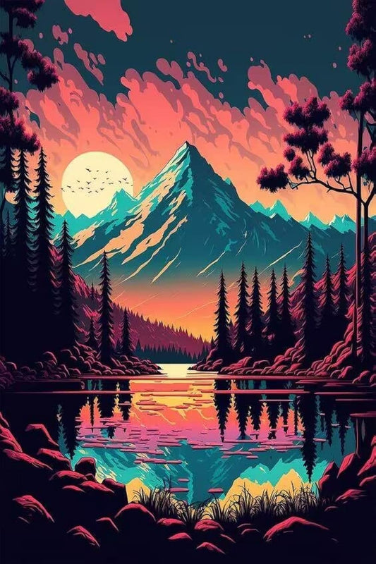 Diamond Painting Kits for Adults, Sunset 5D DIY Diamond Art Kits Full Drill Diamond Dots for Gift Wall Decor and Relaxation Gem Arts 12x16 inch