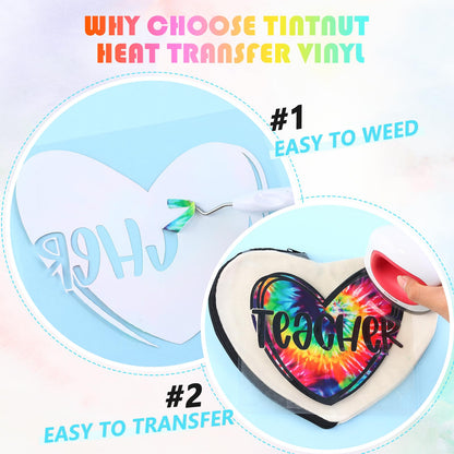 Tie Dye HTV Heat Transfer Vinyl - 12 Sheets Bundle, 10x12 Inch, Watercolor Swirl Patterned HTV for T-Shirts, Compatible with Cricut or Silhouette Cameo