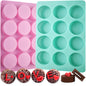 Round Chocolate Cookie Molds, New Size 12-Cavity Cylinder Chocolate Cover Cookie Silicone Molds for Candy Mini Cakes Jelly Baking（2 Pack）