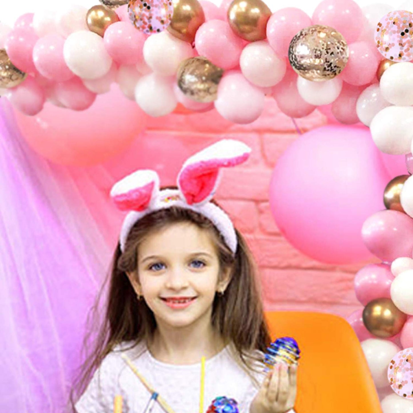 62Pcs Pink Gold Confetti Latex Balloons Kit, 12 Inch Pink White Gold Helium Balloons Party Supplies for Confession Proposal Wedding Girl Birthday Baby Shower Party Decoration