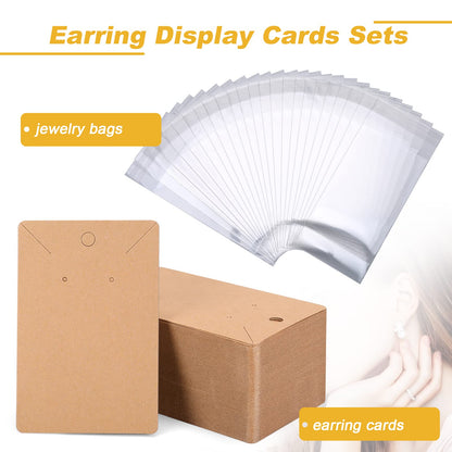 500 Pcs Earring Display Cards - Necklace Packing Card with 500 Pcs Bags, for Earrings Necklace Jewelry Display Packaging, DIY, Craft, Retail
