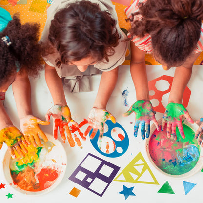 12 Pieces Geometric Stencils Template Set for Kids Children Simple Drawing Stencils Colorful Art Painting Template for Toddlers Preschooler Learning Tool (Cute Colors,4.9 x 5.1 Inch)