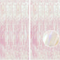 Party Decorations Iridescent Foil Fringe Backdrops - 2 Pack 3.2 x 6.5 ft Holographic Tinsel Photo Booths Pros Streamer Curtains for Easter Girl Birthdays Engagement Unicorn Parties - Clear