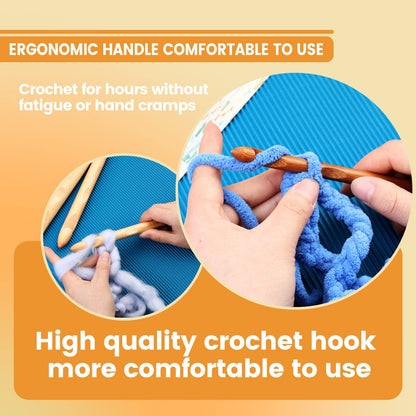 16 Pieces Wooden Crochet Hooks, 3 to 30 mm in Diameters Handle Crochet Hook Knitting Crochet Needles with 10 pcs Knitting Stitch Markers for Handcraft Crocheting