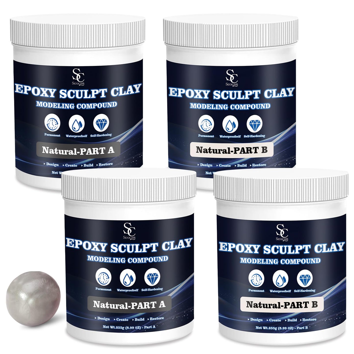 Epoxy Putty Sculpt Clay, 2 Part A & B for Sculpting, Modeling, Building, and Repairing, 2 Pound, Natural