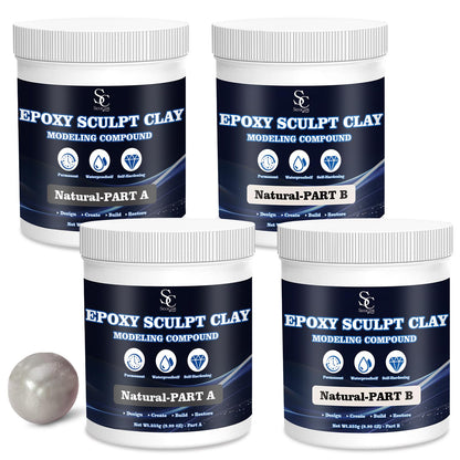 Epoxy Putty Sculpt Clay, 2 Part A & B for Sculpting, Modeling, Building, and Repairing, 2 Pound, Natural