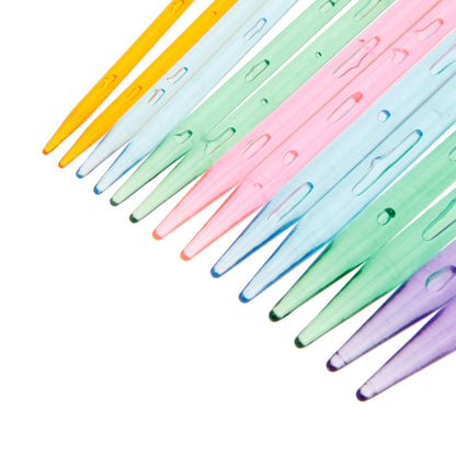 14 PCS(7 Pair) Multicolor Plastic Crystal Knitting Needles Weaving Tool Acrylic Crystal Knitting Tools Acrylic Needle for Scarf Sweater Length 26cm/10.35IN