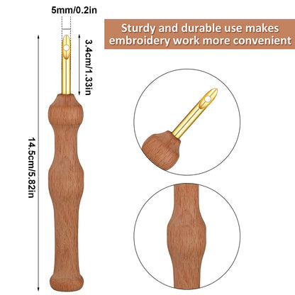 Punch Needle Kit Adjustable Punch Needle Tool Include Wooden Handle Embroidery Pen Cloth Large Eye Sewing Needles for Beginners Adults DIY Craft Gifts(Blue, Sky Blue)