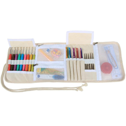 Crochet Hook Case, Roll Bag Holder Organizer for Various Crochet Needles and Knitting Accessories, Compact and All-in-Place, Animal World
