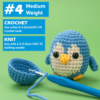 Beginners Crochet Yarn for Crocheting, Cotton Yarn for Crochet, 3 Pack×1.8 oz Amigurumi Yarn with Easy-to-See Stitches, Thick & Soft, Worsted Medium # 4 Yarn, Cotton-Nylon Blend-Orange/Green/Blue