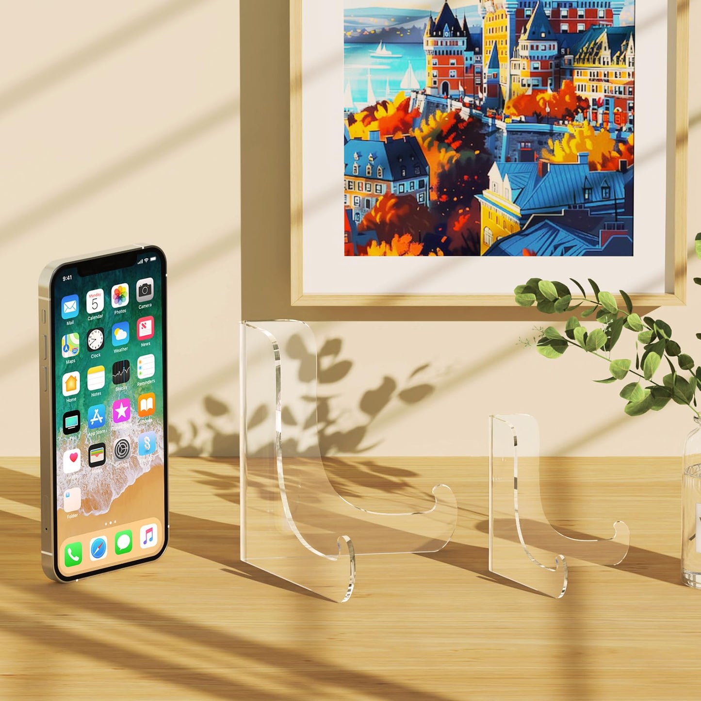 5 Pack Acrylic Display Stand, Plate Stand for Display, Clear Easel Stand, Display Holder for Card, Frame, Picture, Magazine, Book, CD, Phone (Small/ 3 Inch)