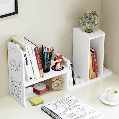 Small Bookshelf for Desktop Storage, Mini Cute Office Desk Shelves White Versatility Organizers for Women, Kids