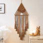 Macrame Woven Wall Hanging Dream Catcher Triangle Tassel Geometric Art Boho Backdrop Bohemian Home Decor Wall Art Beautiful Apartment Dorm Room Door Decoration(Brown)