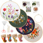 4 Pack Embroidery Kit for Beginners,Adults DIY Starter Kit,Cross Stitching Kits with Flower Stamped Patterns,Hoop,Tools,Colorful Threads with Needles,Step by Step Instructions,Hand Craft Lover Gift