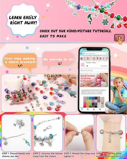 Charm Bracelet Making Kit, Jewelry Making Kit Trendy Stuff for Kids Ages 6-12, Unicorn Toy Cute Stuff for Teen Girls Gifts Birthday Gift, Crafts for Girls 6 7 8 9 10 11 12 Year Old