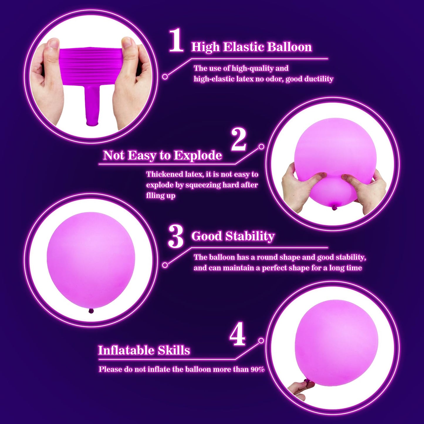 100 Pcs UV Neon Balloons ,Neon Glow Party Balloons UV Black Light Balloons Glow in the dark for Birthday Decorations Wedding Glow Party Supplies Blacklight Reactive Fluorescent Balloons