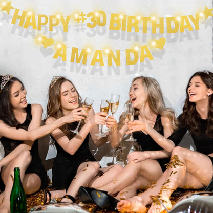 167Pcs DIY Glitter Customizable Banner Kit Custom Banner Happy Birthday Letter Banners Including Personalized Banner Decor for Christmas Baby Shower Birthday Party Decorations Supplies(Glitter Gold