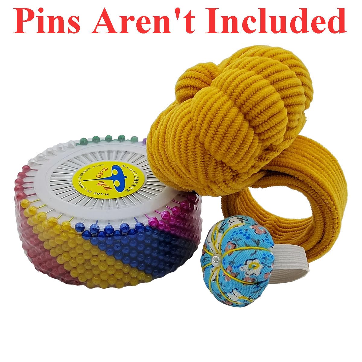 Wrist Pin Cushion Pincushions Needlework DIY Handcraft Needles Holder for Sewing and Quilting Pop Snap Ring with 1 Elastic Strap Finger Ring Pincushions Pumpkin Shaped