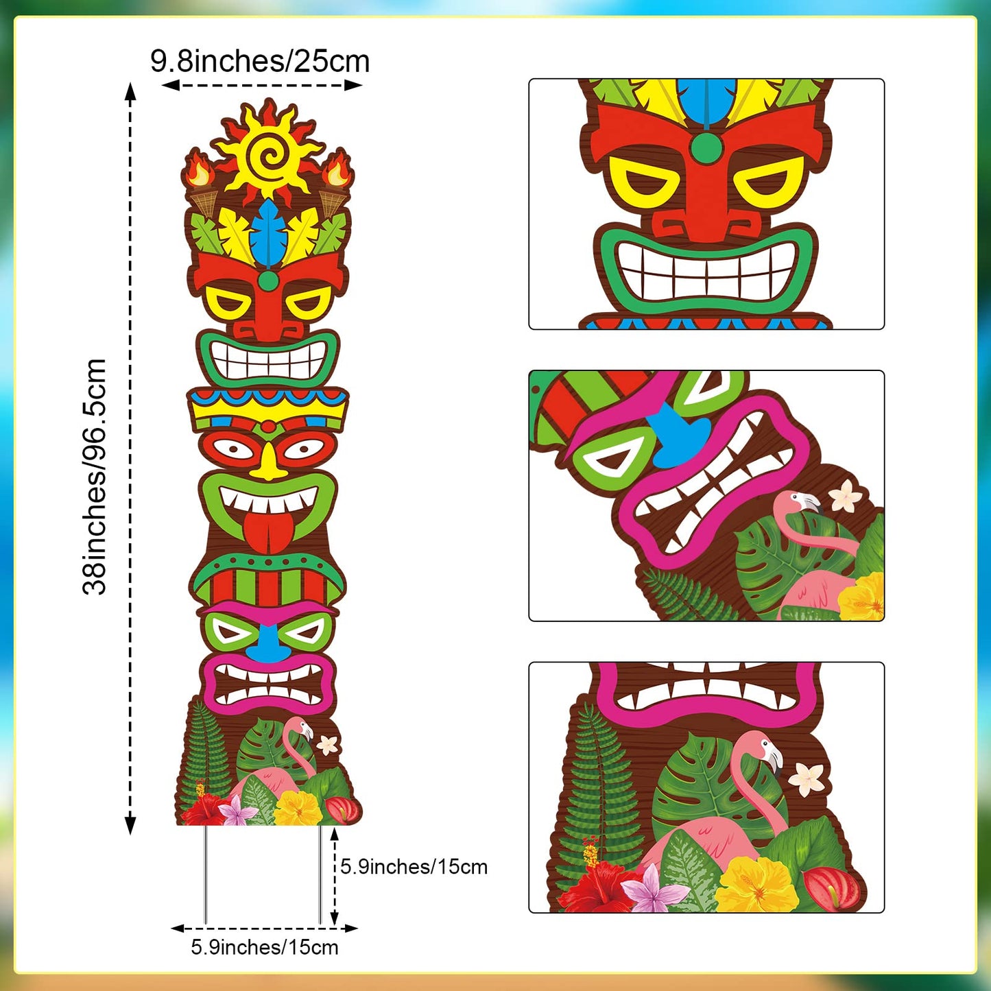 2 Pcs Tiki Yard Sign Luau Hawaiian Tropical Party Decoration Outdoor Tiki Bar Sign with Stakes for Summer