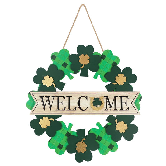 St Patricks Day Decorations,   Shamrock Wood Welcome Sign St Patricks Day Door Decor for The Home, Happy St.Patrick's Day Sign Saint Patricks Day Decorations for Front, Porch, Door, Wall