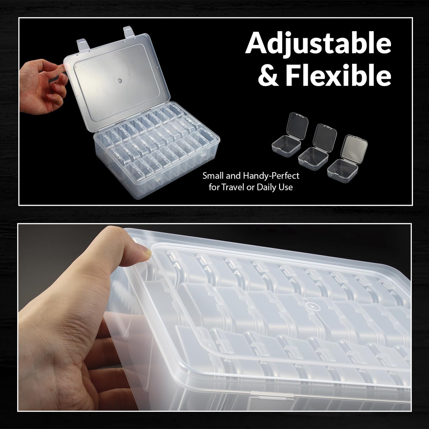 Bead Organizers Box 30Pcs Plastic Mini Clear Storage Cases with 1pcs Hinged Lid Rectangle Case, forJewelry Beading diamond painting Crafts Screws Small Parts of Containers