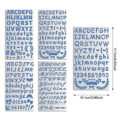 4PCS 4x7 Inch Metal Engraving Stencils Letter Number Metal Stencils for Wood Carving, Drawings and Woodburning, Engraving and Scrapbooking Project