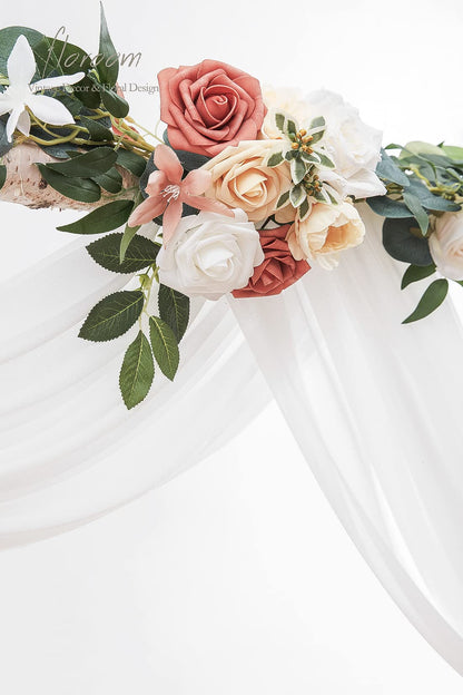 Wedding Arch Draping Fabric 2 Panels 20Ft White Chiffon Fabric Drapes Arbor Drapery Wedding Ceremony Reception Swag Decorations