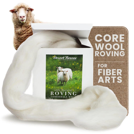 Wool Roving Top – 8 OZ Natural Corriedale, Bulk Pack, Best Core Wool for Needle Felting Wool, Wool Felting, Dryer Balls, Yarn Roving - Ethically Sourced, Processed in USA - White Ecru, 29.5 Micron