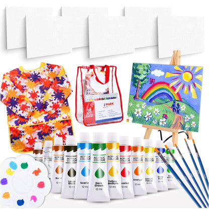 Ultimate Kids Paint Set – Complete Acrylic Paint Set for Kids, Includes Washable Paints, Storage Bag, Wood Easel, Canvas and More