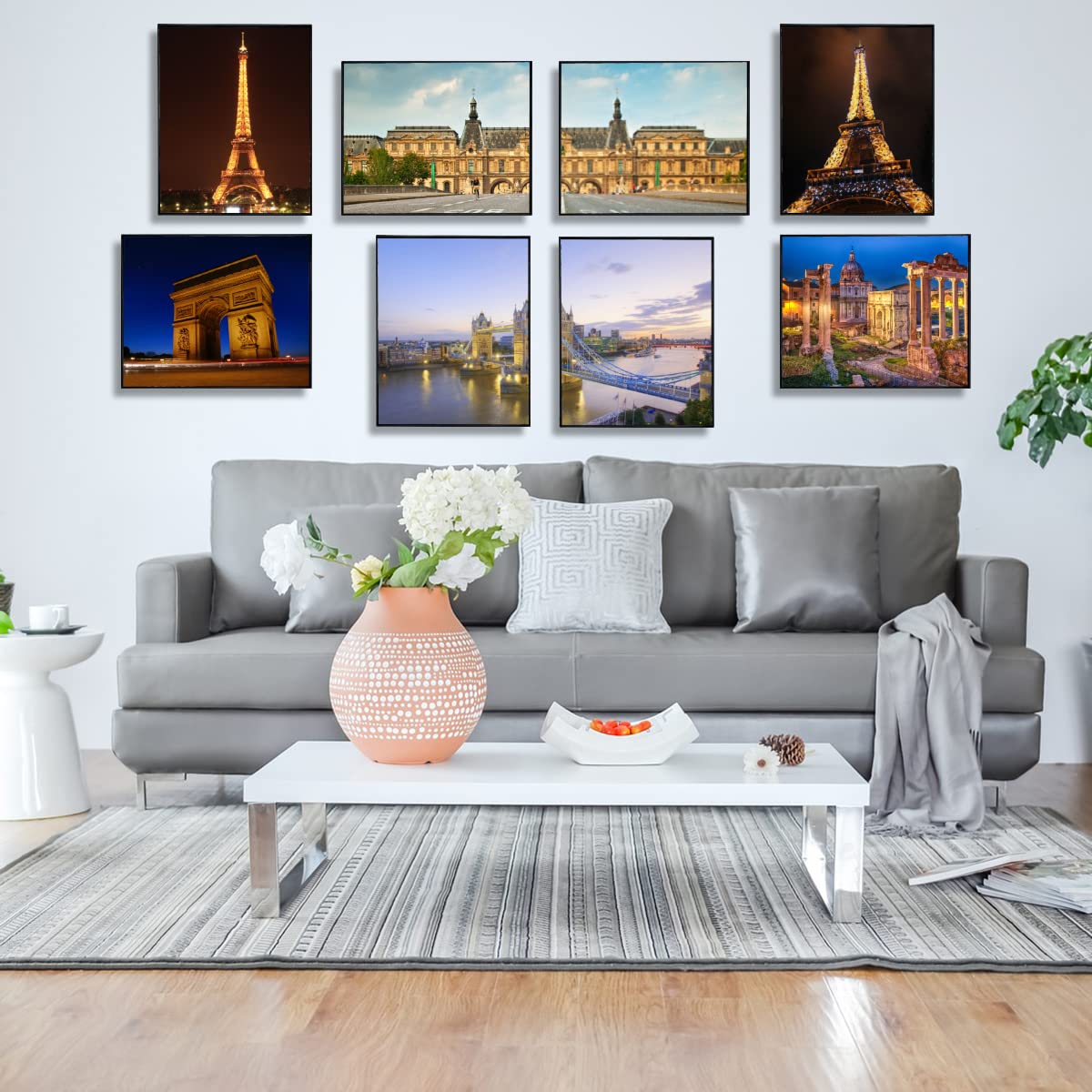 Front Loading Black Picture Frame 8x10 Set of 5 Wall and Table Mounting