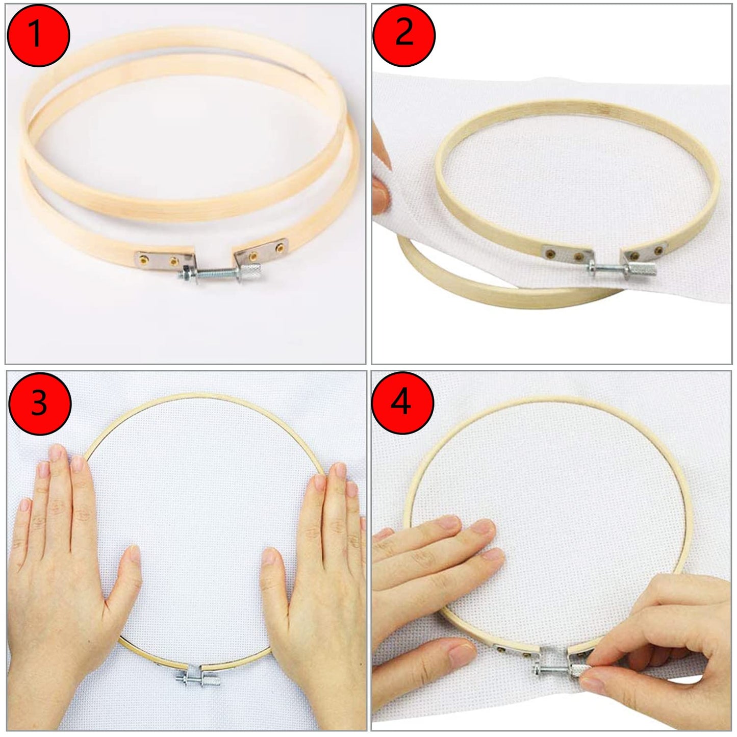 12 Pieces 3 inch Embroidery Hoops,Round Bamboo Adjustable Circle Frame Cross Stitch Hoops for Christmas Ornament,Embroidery,Decoration,Art Craft and DIY Project
