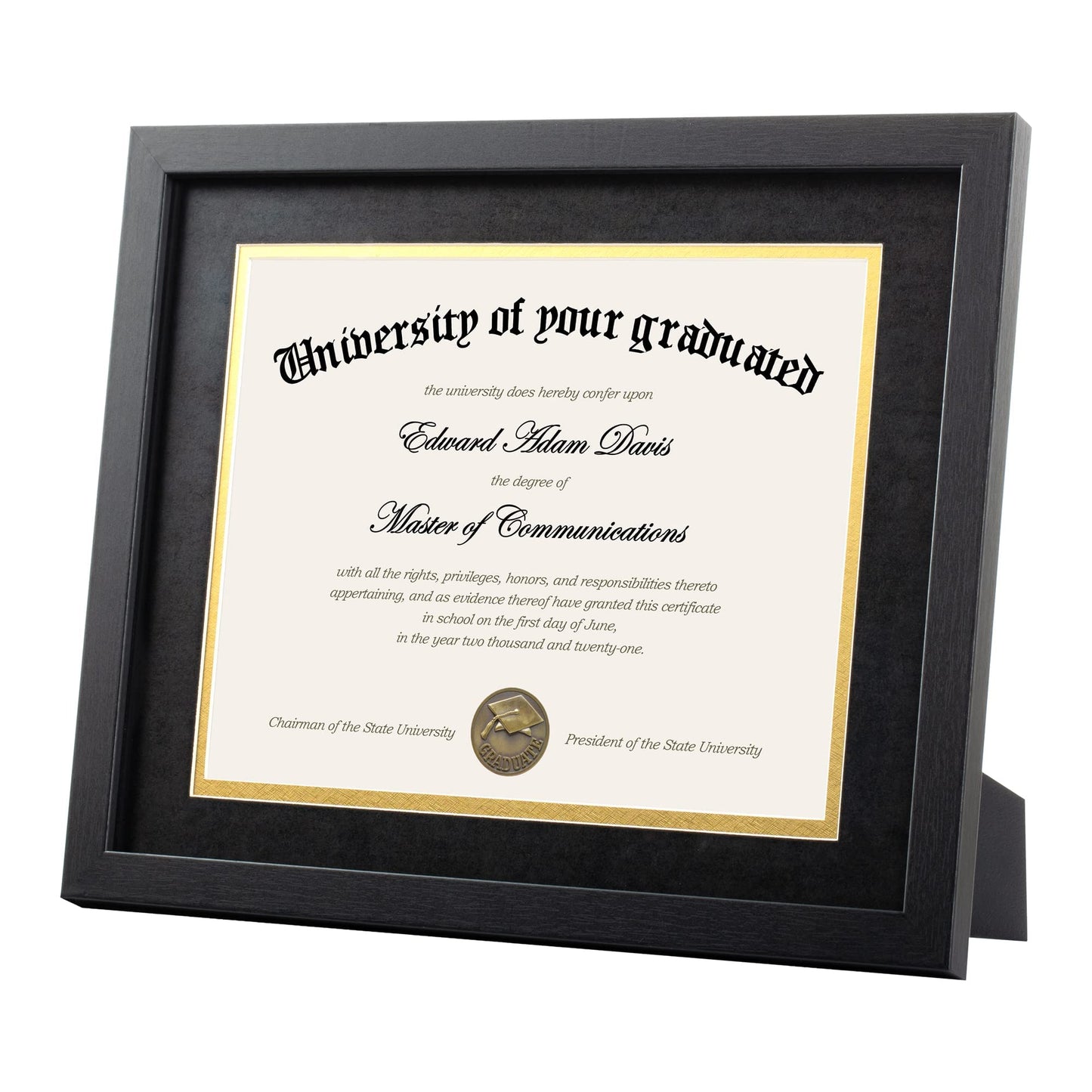 11x14 Diploma Frame Certificate Degree Document Frame with High Definition Glass, 8.5 x 11 with Mat for Wall and Tabletop, Black, 2 Pack