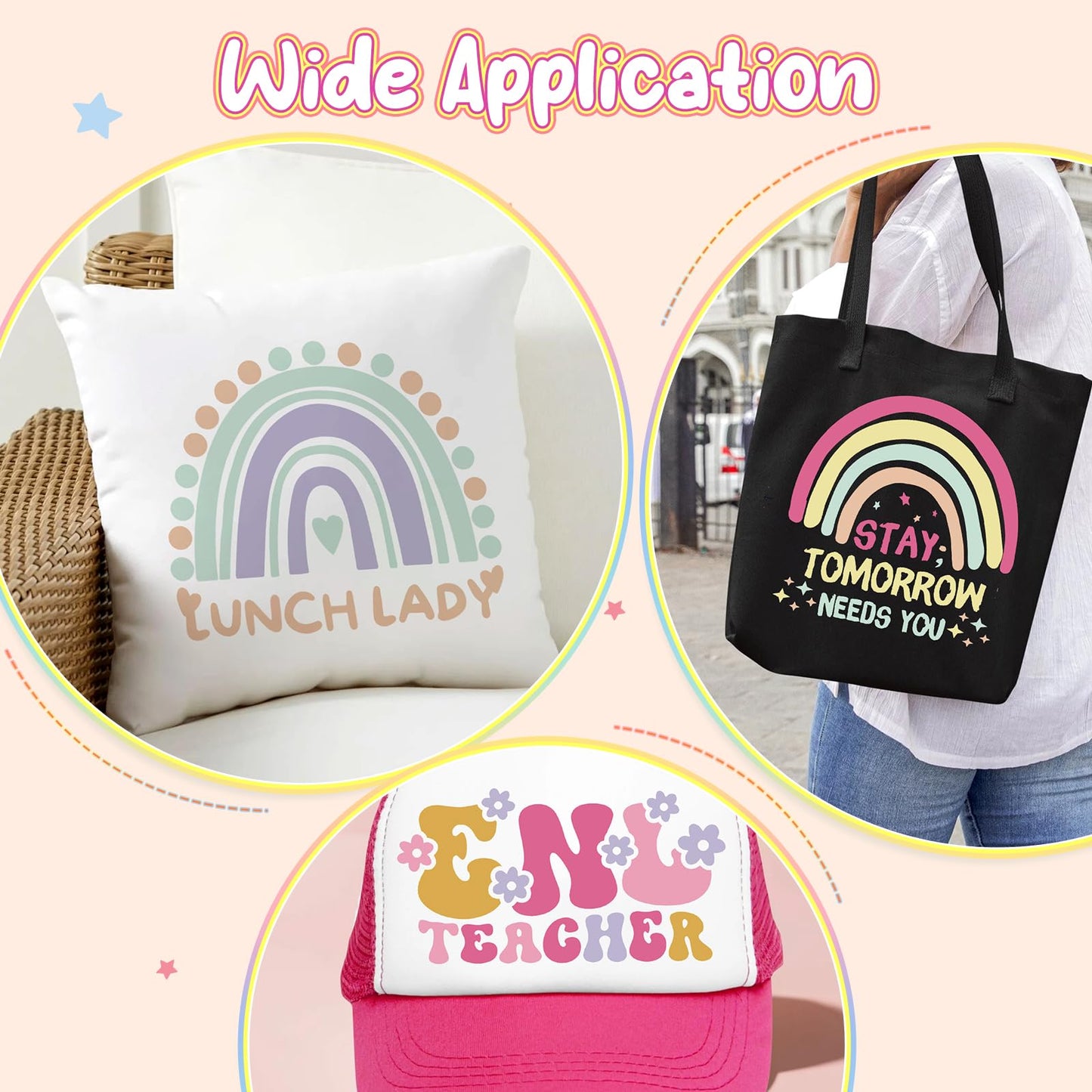 Glow in The Dark Boho HTV Vinyl - 12 Sheets 12''x 10''Pastel HTV Iron on Vinyl Heat Transfer Vinyl for T-Shirts