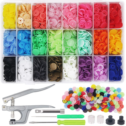 1440Pcs Plastic Snap Buttons No-Sew Snap Fasteners T5 Snaps with Snaps Pliers Kit for Clothing Sewing,Rain Coat,Bibs,Clothes Crafting(24 Colors,360Sets)